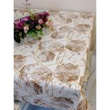 Başak Ev Tekstili Elyaflı Pvc Muşamba - Desenli Silinebilir Masa Örtüsü - 140 x 300 cm - Kahve