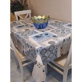 Başak Ev Tekstili Elyaflı Pvc Muşamba - Desenli Silinebilir Masa Örtüsü - Mavi - 130 x 150 cm