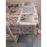 Başak Ev Tekstili Elyaflı Pvc Muşamba - Desenli Silinebilir Masa Örtüsü ( Pembe ) - 140 x 280 cm
