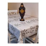 Başak Ev Tekstili(1356) SİMLİ KETEN DOKULU PVC MASA ÖRTÜSÜ GRİ-140 x 180