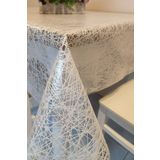 Başak Ev Tekstili(1818) Beyaz Ithal Pvc Muşamba - Desenli Silinebilir Masa Örtüsü Beyaz-140 x 240