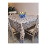 Başak Ev Tekstili(3138) GÜMÜŞ PARLAK SİLİNEBİLİR MASA ÖRTÜSÜ - ELYAFLI PVC MUŞAMBA GÜMÜŞ-140 x 260