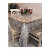 Başak Ev Tekstili(4188) Şeffaf 0.018 Mm Pvc Muşamba - Desenli Silinebilir Şeffaf Masa Örtüsü Beyaz-140 x 140