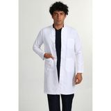 Başak Hakim Yaka Uzun Erkek Doktor Hemşire Veteriner Öğretmen Önlüğü (Akf-8401) - S - Beyaz