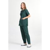 Başak Kadın Avcı Yeşil Terikoton Zarfyaka Doktor Hemşire Forması Takım May2802 - 44 - Avcı Yeşili