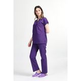Başak Kadın Yarasakol Mor Doktor Hemşire Forması Takımı (Alpaka Kumaş) ATY-2801 - 3XL
