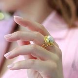 Başak Model Barok İnci Gold Kaplama Gümüş Yüzük