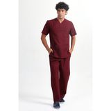 Başak Terikoton Zarfyaka Bordo Erkek Doktor Hemşire Veteriner Forması Takım (Aky-5702) - 2XL