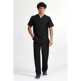 Başak Terikoton Zarfyaka Siyah Erkek Doktor Hemşire Veteriner Forması Takım (Aky-5702) - 2XL