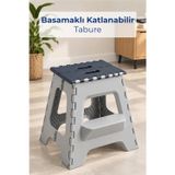 Basamaklı Katlanabilir Yer Kaplamaz Çok Amaçlı Banyo Ve Mutfak Tabure Ve Merdiven Çocuk Basamağı Gri
