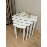 Başaran Concept 4 Lü Ultra Kaliteli Üst Kısmı Mdf Zigon Sehpa Beyaz