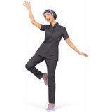 Başaran Uniforma Likralı Antrasit Slim Fit Bayan Premium Scrubs Takım - Doktor/Hemşire Kıyafetleri - 44