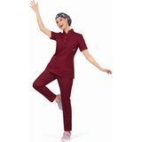 Başaran Uniforma Likralı Bordo Slim Fit Bayan Premium Scrubs Takım - Doktor/Hemşire Kıyafetleri - 40