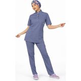 Başaran Uniforma Likralı Fırtına Mavisi Slim Fit Bayan Premium Scrubs Takım - Doktor/Hemşire Kıyafetleri - 46