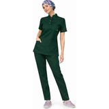 Başaran Uniforma Likralı Koyu Yeşil Slim Fit Bayan Premium Scrubs Takım - Doktor/Hemşire Kıyafetleri - 42