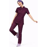 Başaran Uniforma Likralı Mürdüm Slim Fit Bayan Premium Scrubs Takım - Doktor/Hemşire Kıyafetleri - 38