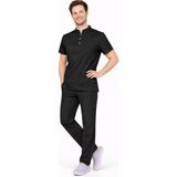 Başaran Uniforma Likralı Siyah Erkek Premium Scrubs Takım - Doktor/Hemşire Kıyafetleri - 2XL