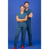 Başaran Uniforma Tek Üst Unisex Kalıp Indigo Likralı Hemşire / Doktor Forması Scrubs - Doktor/Hemşire Kıyafetleri - 2XS