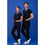 Başaran Uniforma Tek Üst Unisex Kalıp Lacivert Likralı Hemşire / Doktor Forması Scrubs - Doktor/Hemşire Kıyafetleri - 2XS