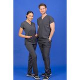 Başaran Uniforma Unisex Kalıp Antrasit Likralı Hemşire / Doktor Forması Scrubs (Takım) - Doktor/Hemşire Kıyafetleri - XS
