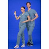 Başaran Uniforma Unisex Kalıp Karayip Yeşili Likralı Hemşire / Doktor Forması Scrubs (Takım) - Doktor/Hemşire Kıyafetleri - 2XS