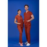 Başaran Uniforma Unisex Kalıp Kiremit Likralı Hemşire / Doktor Forması Scrubs (Takım) - Doktor/Hemşire Kıyafetleri - 2XS