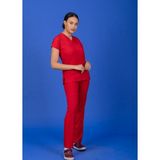 Başaran Uniforma Unisex Kalıp Kırmızı Likralı Hemşire / Doktor Forması Scrubs (Takım) - Doktor/Hemşire Kıyafetleri