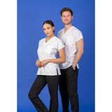 Başaran Uniforma Unisex Kalıp Üst Beyaz / Alt Siyah Likralı Hemşire / Doktor Forması Scrubs (Takım) - Doktor/Hemşire Kıyafetleri - XS
