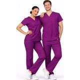 Başaran Uniforma Unisex Kalıp Vişne Likralı Hemşire / Doktor Forması Scrubs (Takım) - Doktor/Hemşire Kıyafetleri - XS