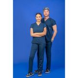 Başaran Uniforma Unisex Kalıp Yeni Lacivert Likralı Hemşire / Doktor Forması Scrubs (Takım) - Doktor/Hemşire Kıyafetleri