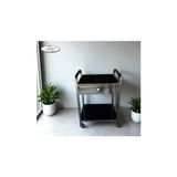 Başarı Medikal 2 Katlı Çekmeceli Etajer/etejer/cihaz Sehpası/servis Arabası/çok Amaçlı Dolap - Siyah