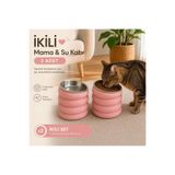 Basart İkili Set Modern Kedi Mama ve Su Kabı – Çelik Kaseli Yüksek Tasarım Mama Kabı