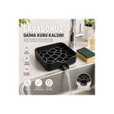 Basart Lavabo Üstü Sünger ve Sabun Düzenleyici Drenajlı Organizer | Petek Tasarımlı Su Tahliyeli Mutfak Evye Düzenleyici | Hızlı Kuruyan Süngerlik