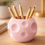 Basart Minimalist Kalemlik - Estetik Çalışma Masası Aksesuarı 3D Tasarım - Pembe