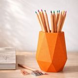 Basart Modern Geometrik Kalemlik - Dekoratif Masa Üstü Düzenleyici Ofis ve Okul Düzenleyici Organizer - Turuncu