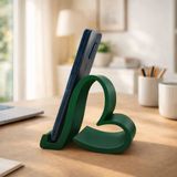 Basart Modern Kalp Tasarım Telefon Tutucu - 3D Baskı Masaüstü Dekoratif Stand - Yeşil