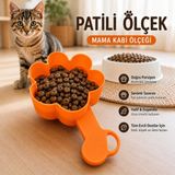 Basart Patili Mama Ölçeği Kedi ve Köpek Mama Ölçer Pati Şekilli Mama Küreği Plastik Mama Kaşığı Mama Ölçü Kabı - Turuncu