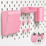 Basart Pegboard Duvar Düzenleyici Organizer Seti – Kalemlik, Çok Amaçlı Kutu, Mini Raf ve Askılık Modüllü Modüler Duvar Organizasyon Sistemi - Pembe