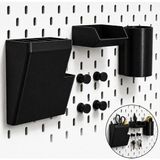 Basart Pegboard Duvar Düzenleyici Organizer Seti – Kalemlik, Çok Amaçlı Kutu, Mini Raf ve Askılık Modüllü Modüler Duvar Organizasyon Sistemi - Siyah