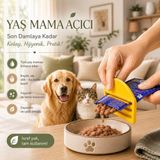 Basart Yaş Mama Açacağı ve Sıkacağı Kedi Köpek Yaş Mama Paketi Sıkma Aparatı Israf Önleyici Hijyenik Pratik - Sarı
