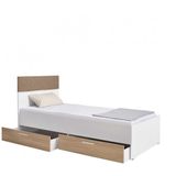 Base Tek Kişilik 2 Çekmeceli Karyola - İtalyan Meşe-Mat Beyaz 110x105x204 ( Gxyxd)