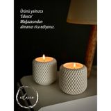 Baseda Örgü Hasır Desenli 2 Adet Beyaz Beton Soya Parafin Mum (Özel Strafor Pakette) - Seçenek 1