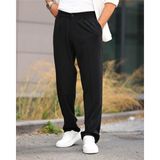 Baselco Baggy Kumaş Pantolon Erkek Slim Fit Düz Desenli Pamuk-Elastan 4 Cepli Günlük Kullanım - Siyah