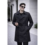 Baselco Erkek Modern Kalıp Trençkot - Kemerli, Çift Düğmeli, Zamansız Tasarım - 2XL