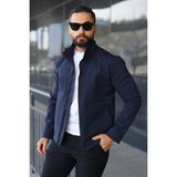 Baselco Erkek Slim Fit Su Itici Teknik Kumaş Dik Yaka Hafif Ceket Lacivert Astarlı