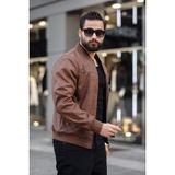 Baselco Erkek Süet Kolej Ceket Slim Fit Suni Deri Polo Yaka Rahat Kullanım - Taba