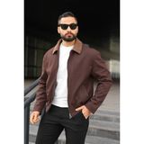 Baselco Kadife Yakalı Trucker Model Ceket - Kahverengi