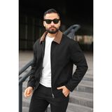 Baselco Kadife Yakalı Trucker Model Ceket - Siyah