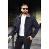 Baselco Kadife Yakalı Trucker Model Ceket - XL - Lacivert
