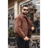 Baselco Old Money Culture Oversize Kadife Ceket Erkek Suni Deri Slim Fit Tasarım - 2XL - Krem - Beyaz - Pembe